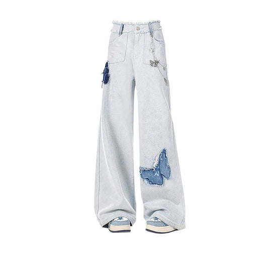 Damen Vintage Schmetterlings Jeans