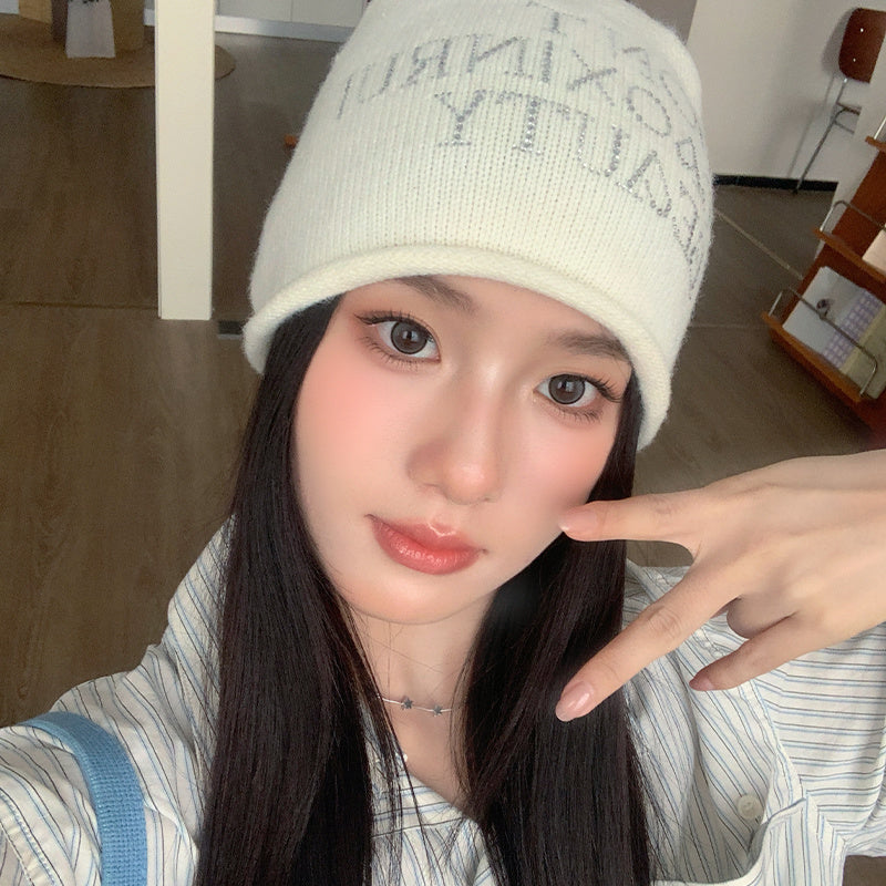 Gray Knitted Wool Hat