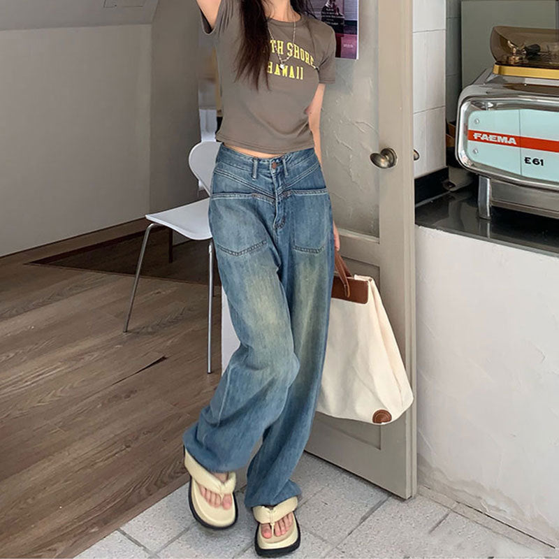 Damen Loose Retro blue Jeans