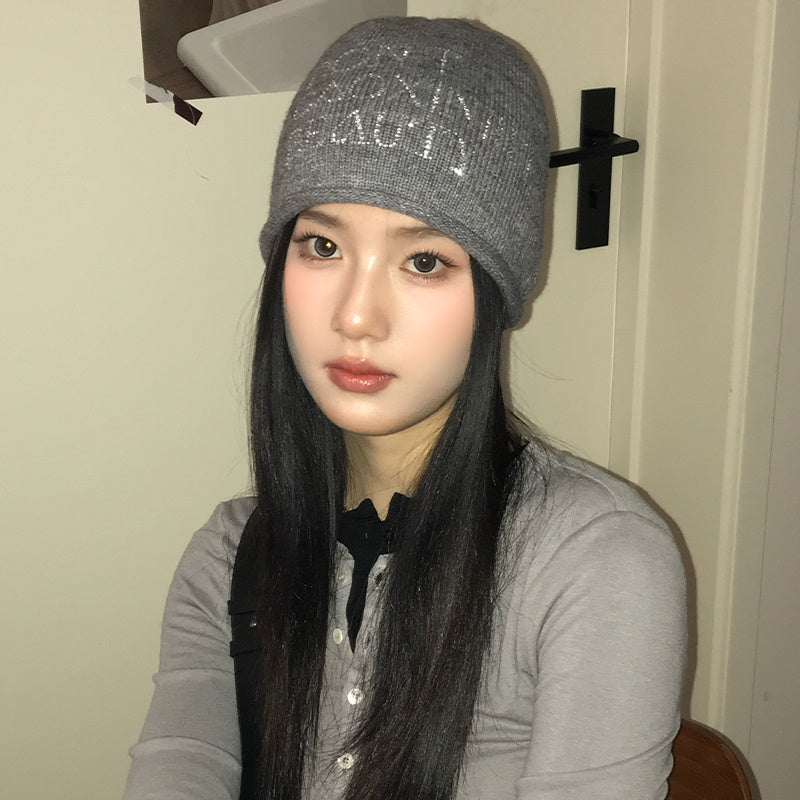 Gray Knitted Wool Hat