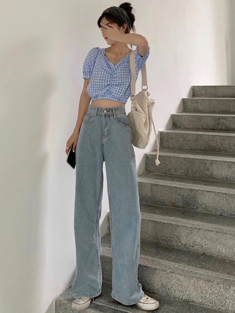 Damen Straight slim wide-leg Jeans