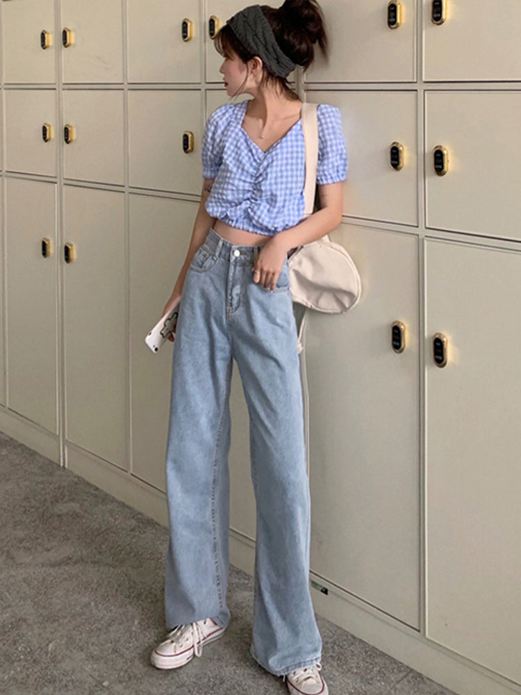 Damen Straight slim wide-leg Jeans