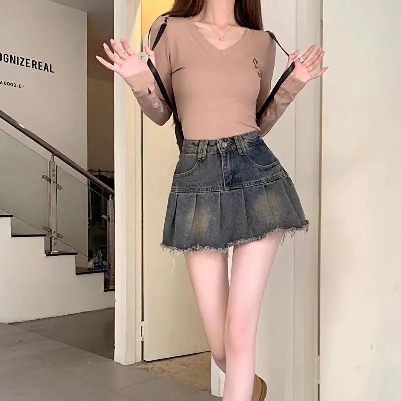 American Retro Pleated Skirt