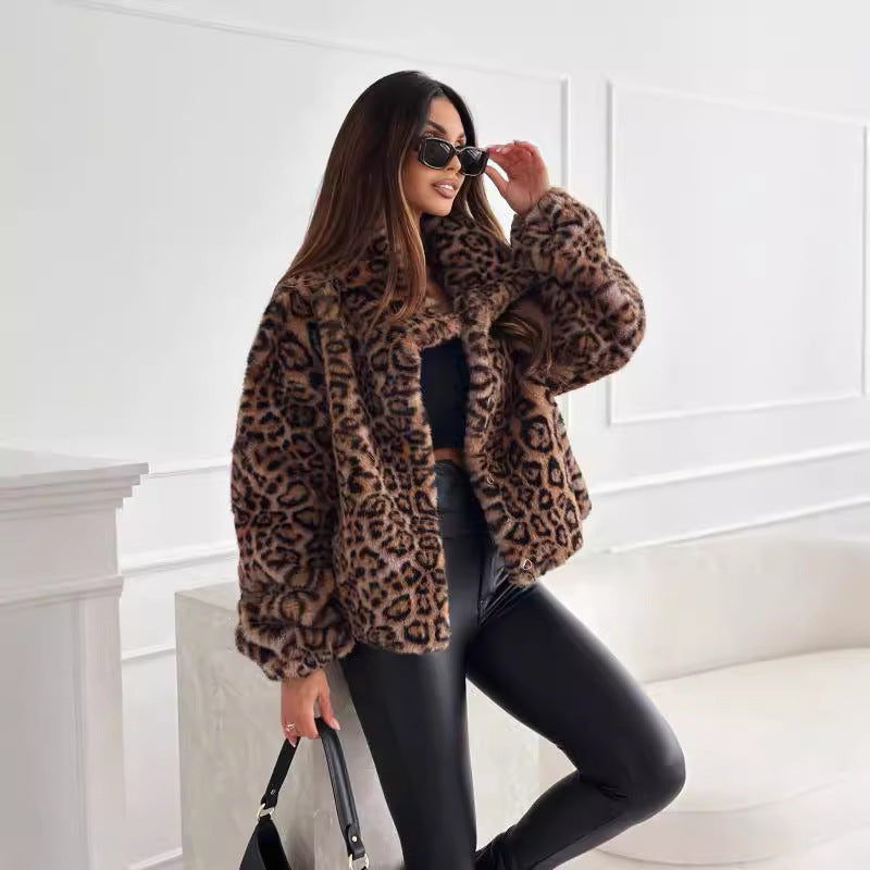 Fashion leopard print short coat