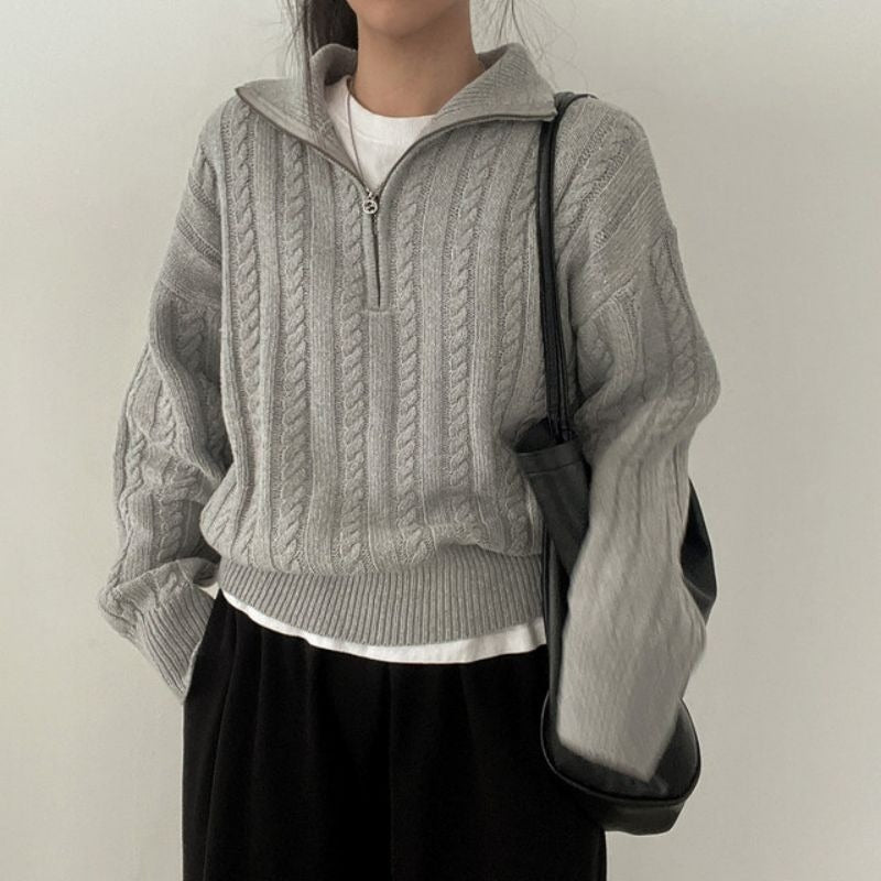 Zipper Casual Long Sleeved Pullover For Women