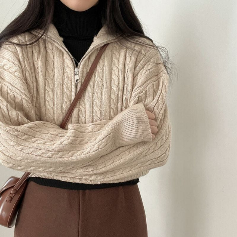 Zipper Casual Long Sleeved Pullover For Women