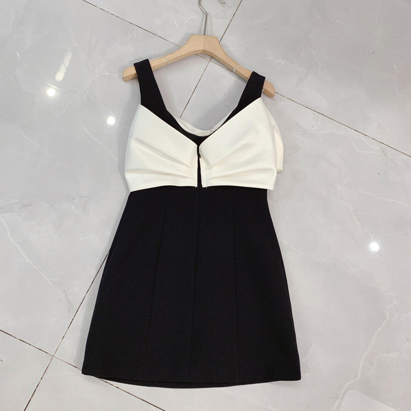 Western Style Contrast Color Bow Vest Dress