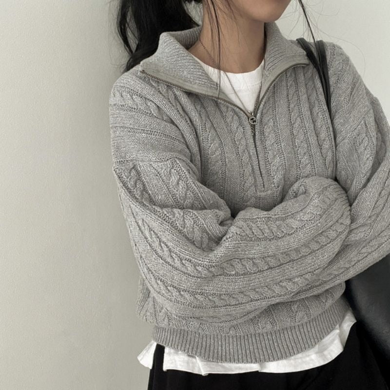 Zipper Casual Long Sleeved Pullover For Women