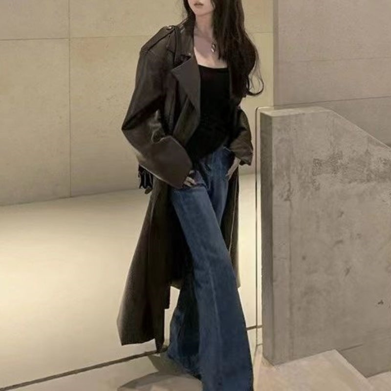 Leather Windbreaker Coat