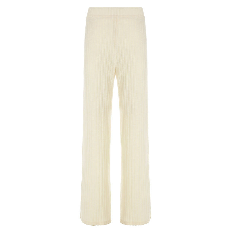 Solid Color Line Knitted Casual Pants