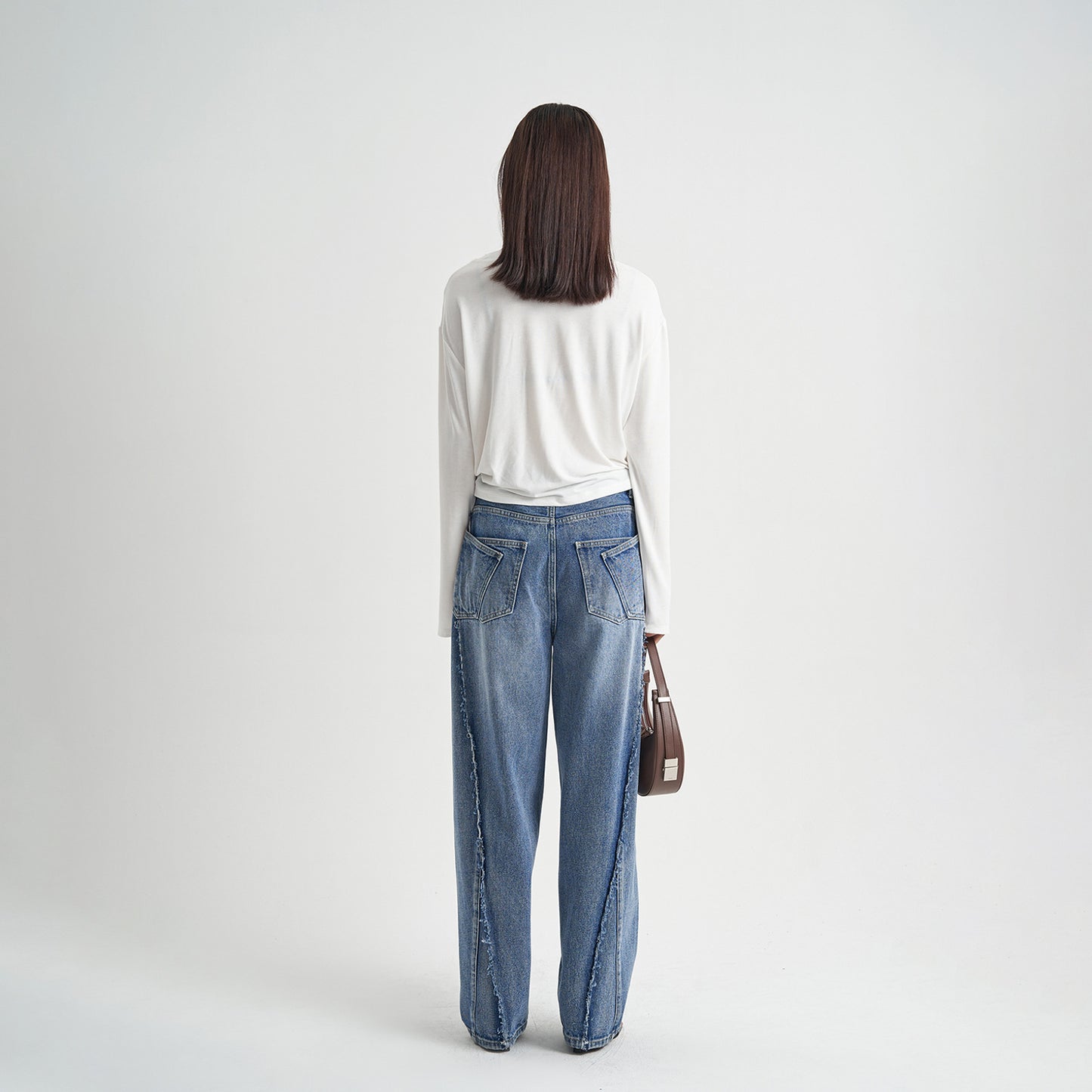Blue Washed Loose Jeans High-end Women's