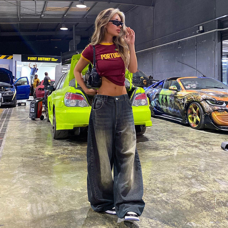 High Waist Loose Straight Street Jeans