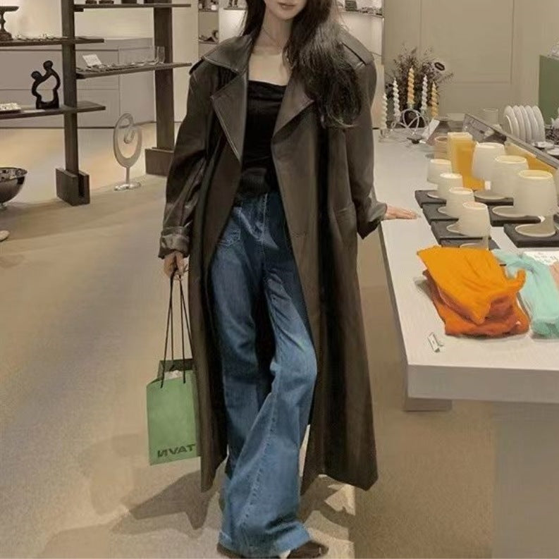 Leather Windbreaker Coat