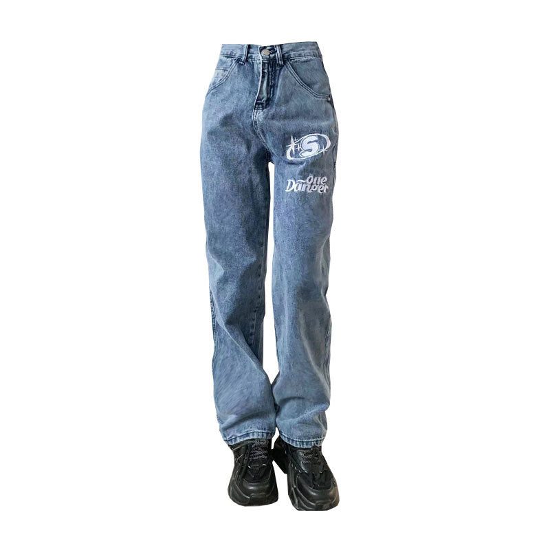 Damen Vintage Schmetterlings Jeans