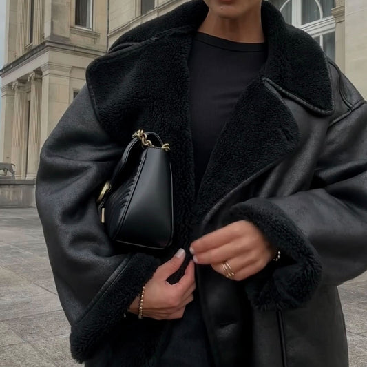 Retro Black Coat for women's
