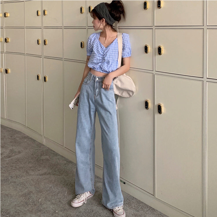 Damen Straight slim wide-leg Jeans