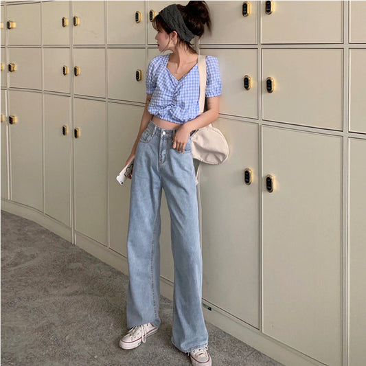 Damen Straight slim wide-leg Jeans