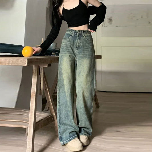 Damen Lässige Retro Jeans