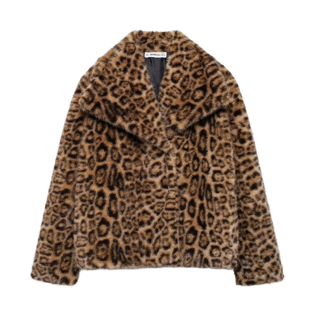 Damen Faux Fur Fluffy Jacket