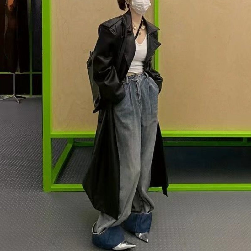 Leather Windbreaker Coat