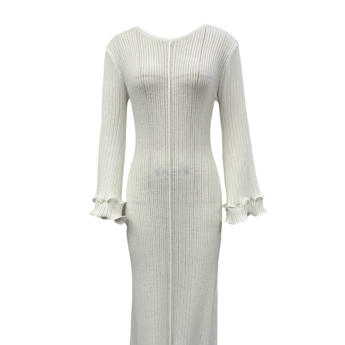 Color Round Neck Slim Fit Dress
