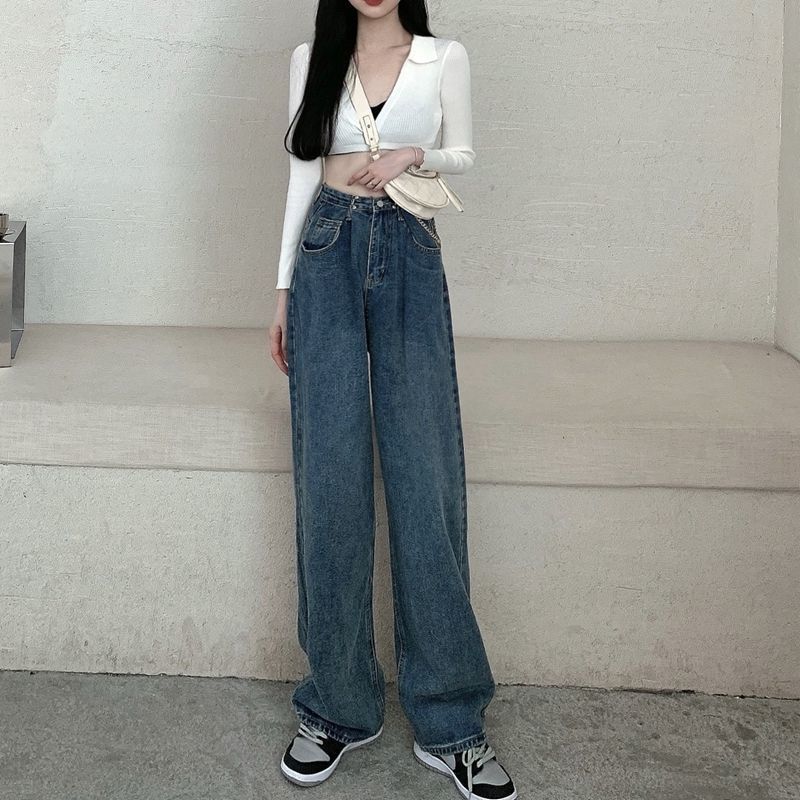 Damen Vintage Straight-leg Jeans