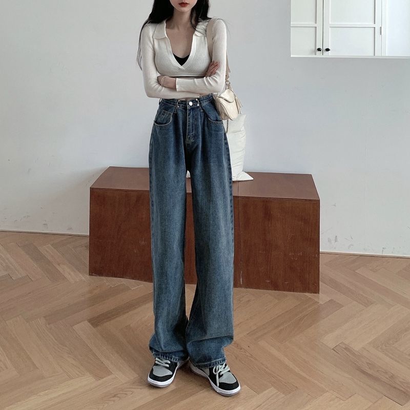 Damen Vintage Straight-leg Jeans