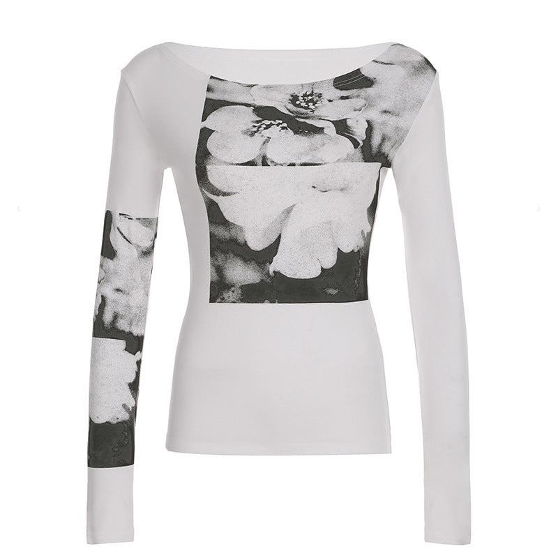 Diagonal Collar Long-sleeved Top For Women