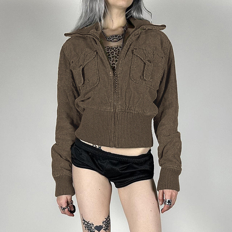 Damen Brown Y2k Style Jacket