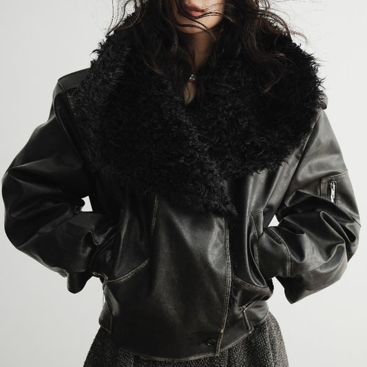 Cool Handsome Relaxed Leather Jacket