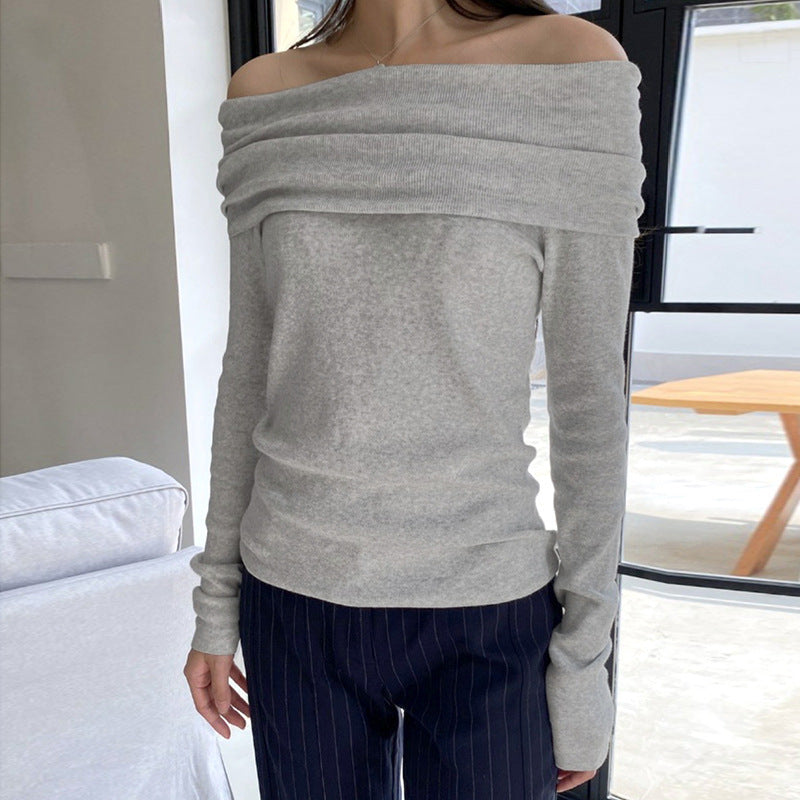 Solid Color Simple Knitting Top For Women