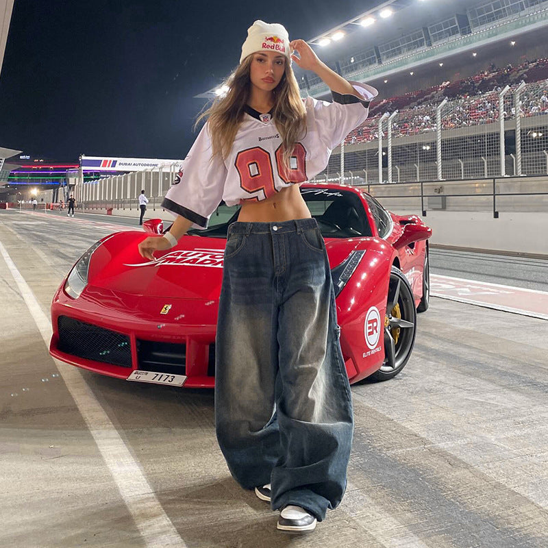 High Waist Loose Straight Street Jeans