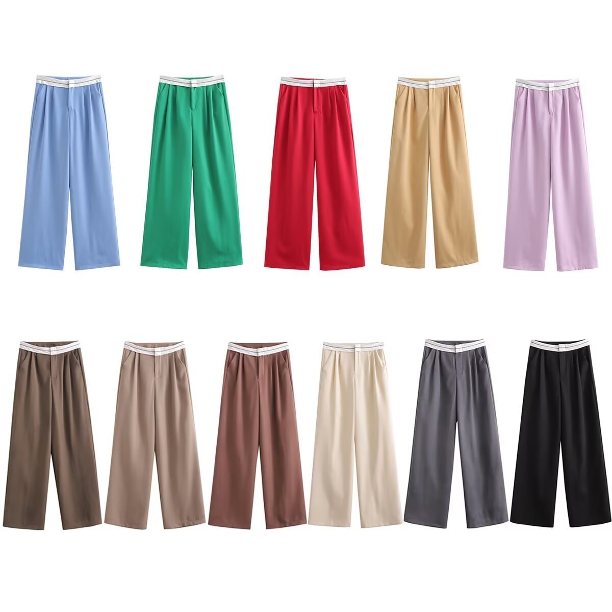 Contrast Color Casual Trousers