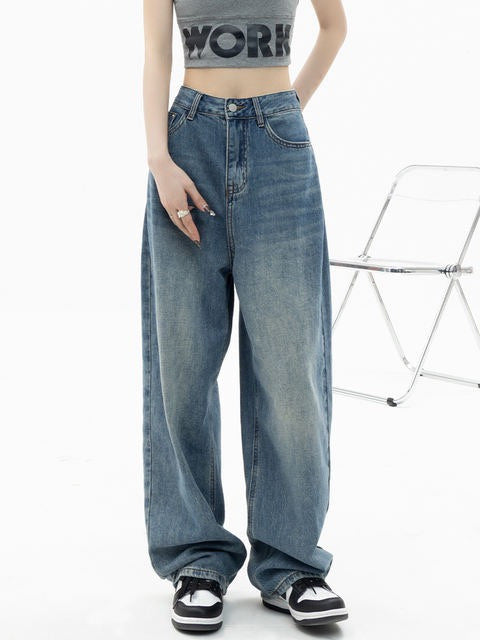 Damen Retro blue Baggy Jeans