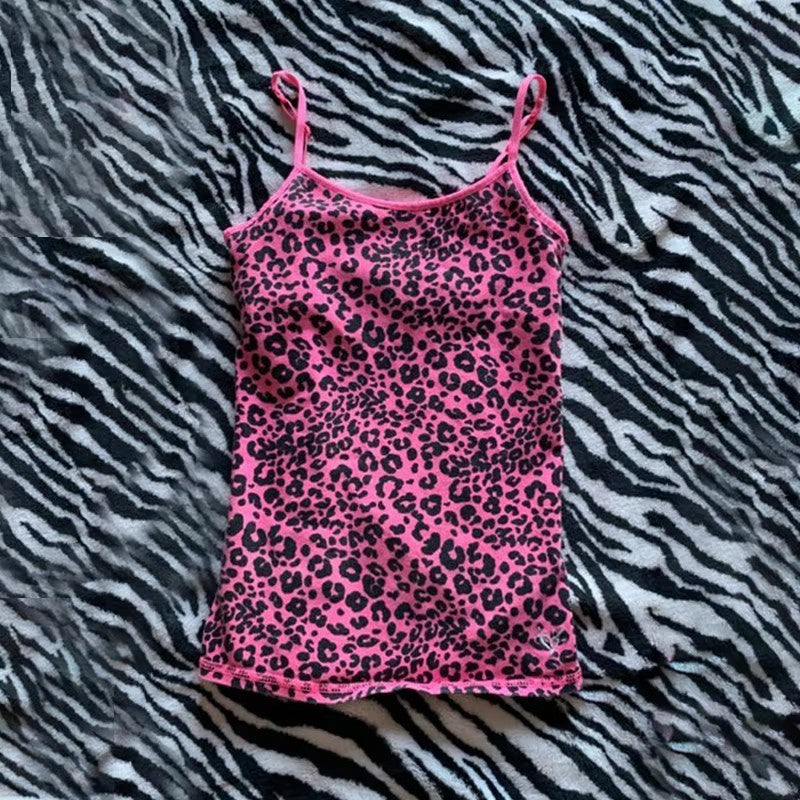 Leopard Slim Strap Top