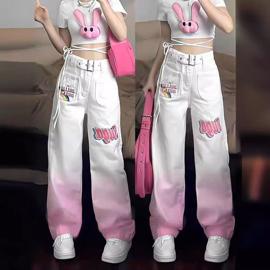 American-style Pink Vintage Jeans