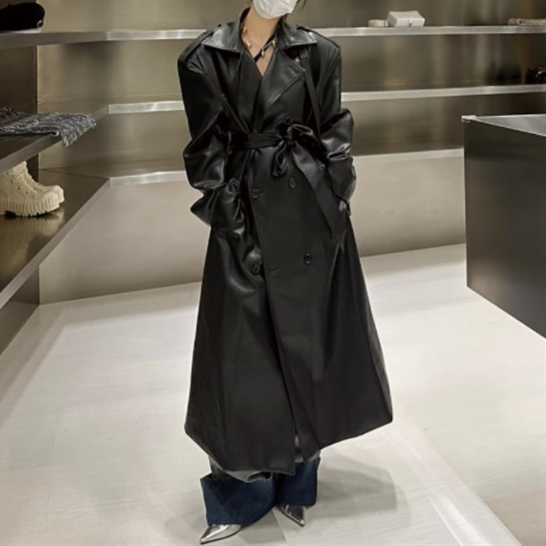 Leather Windbreaker Coat