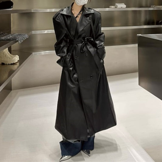 Leather Windbreaker Coat
