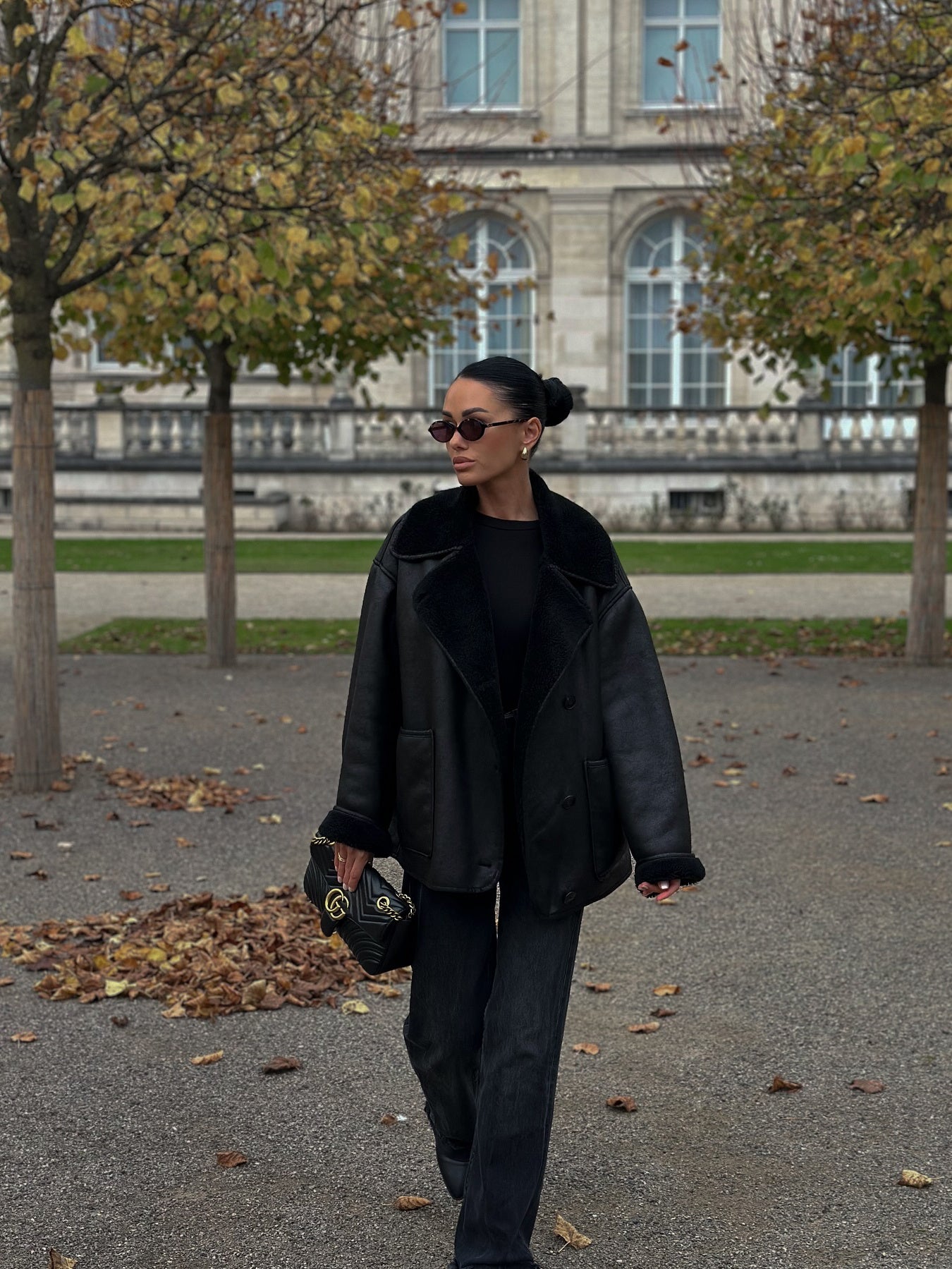 Retro Black Coat for women's