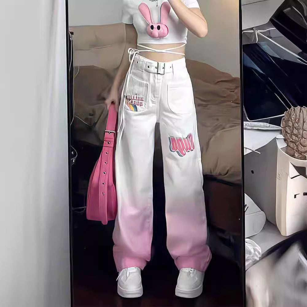 American-style Pink Vintage Jeans