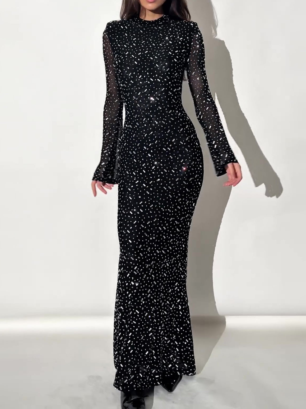Black Long Sleeve Slim Fit Dress