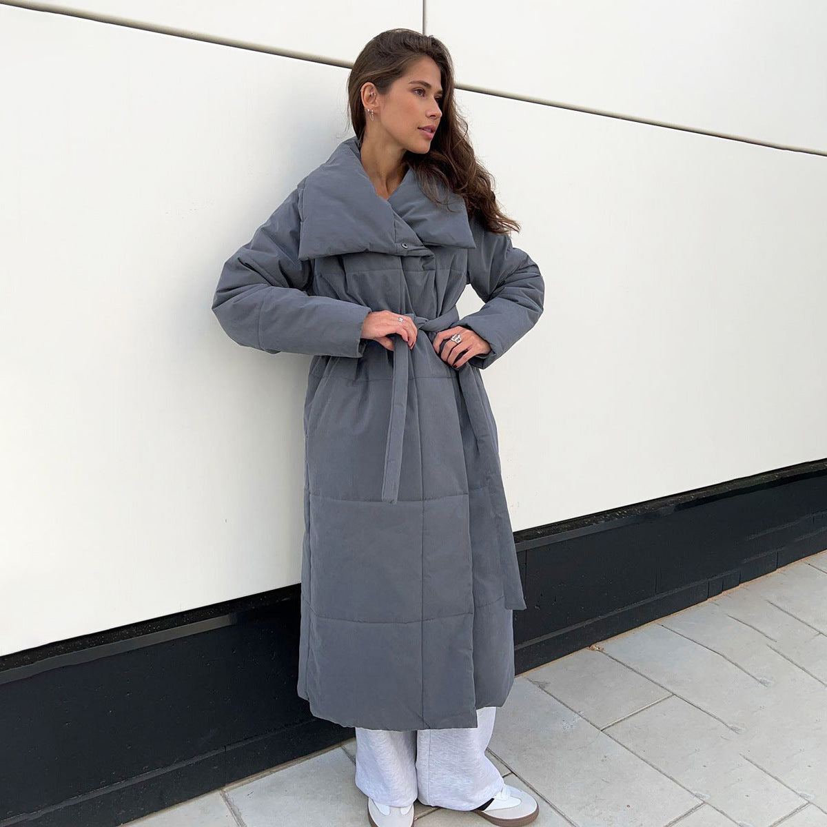 Warm Long Stand-up Collar Cotton Coat Jacket