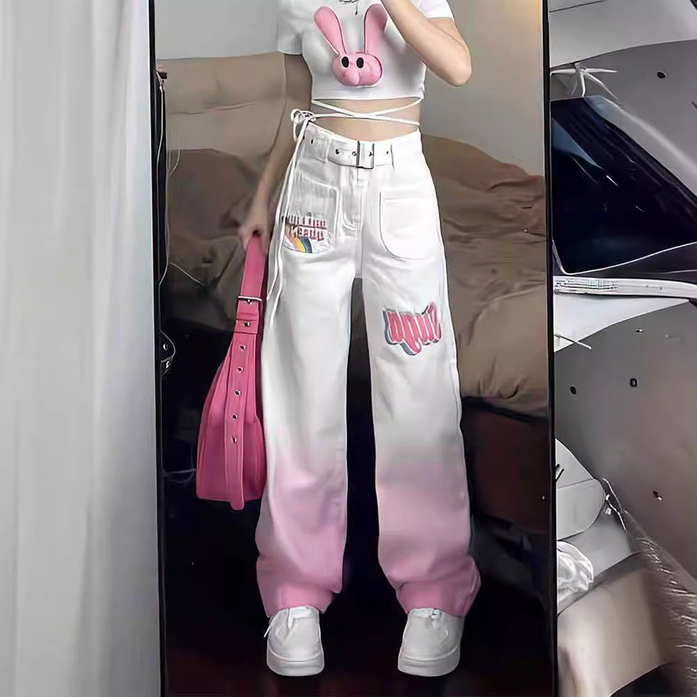 American-style Pink Vintage Jeans