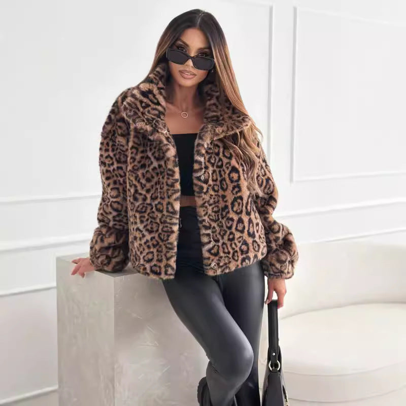 Fashion leopard print short coat