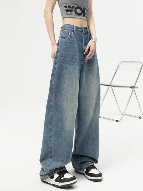Damen Retro blue Baggy Jeans