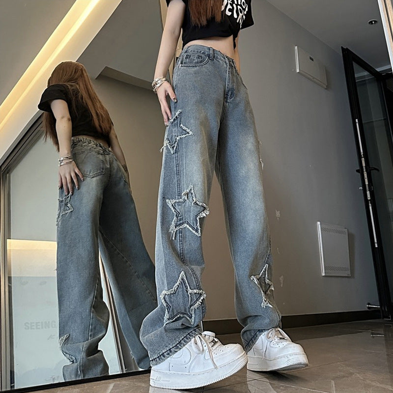 Damen Loose Straight-leg Jeans