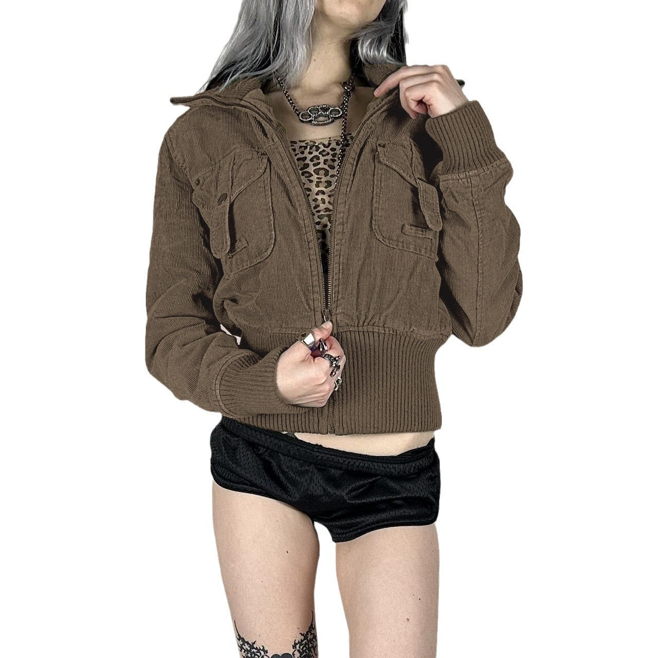 Damen Brown Y2k Style Jacket