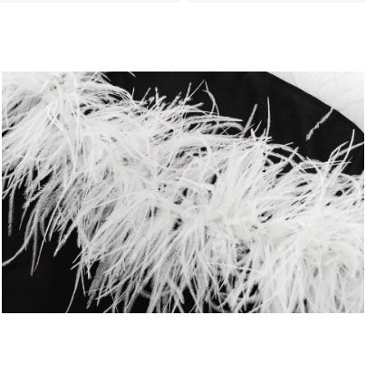 Elastic Hot Girl Feather Decoration Dress