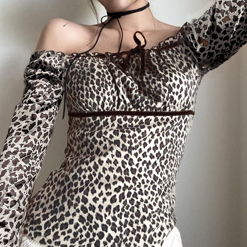 Leopard Print Long Sleeve Top For Women