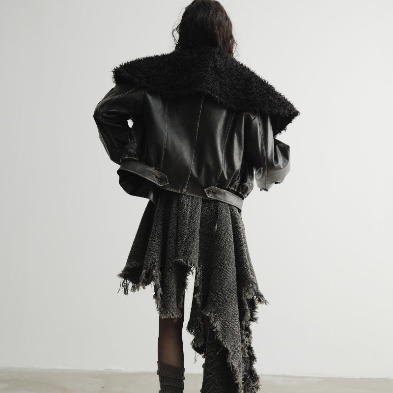 Cool Handsome Relaxed Leather Jacket